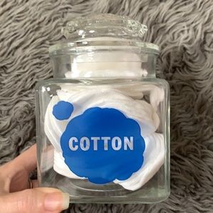 Glass Cotton jar container clear retro vintage